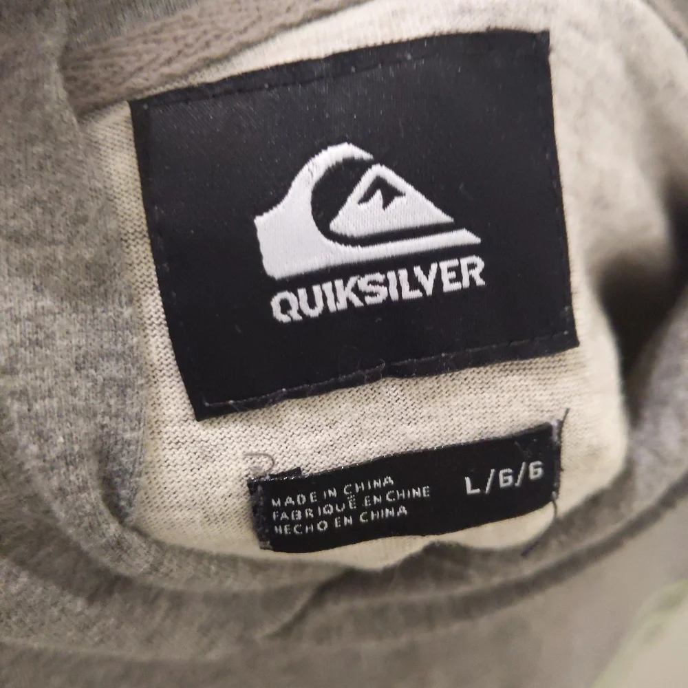 Quiksilver Striped Hoodie Sweatshirt Grey Green Mens Size L Surf Skate Gorpcore